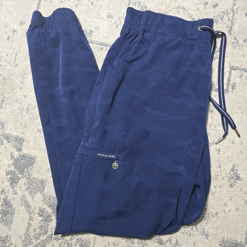 Navy Camo Healing Hands Jogger Scrub Pants